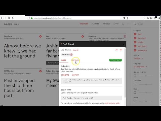 How to install and configure google web fonts in 90 Second Website Builder