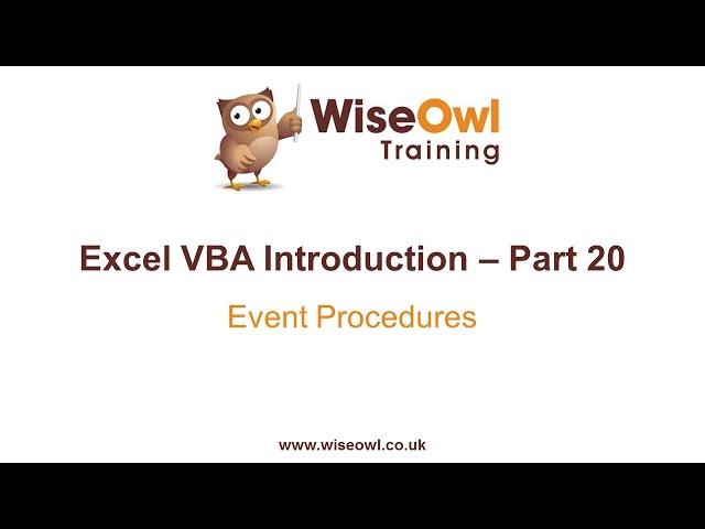 Excel VBA Introduction Part 20.1 - Event Procedures