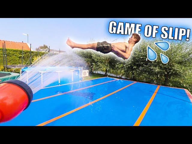 INSANE GAME OF FLIP ON THE SLIP 'N' SLIDE!