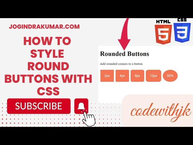 How to Style round buttons with CSS #html #css #htmlandcsstutorialforbeginners @codewithjk