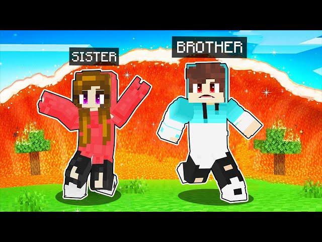 SURVIVING LAVA TSUNAMI WITH SISTER IN MINECRAFT