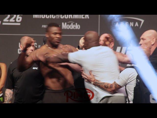 DERRICK LEWIS VS FRANCIS NGANNOU GET INTO IT AT UFC 226 WEIGH INS