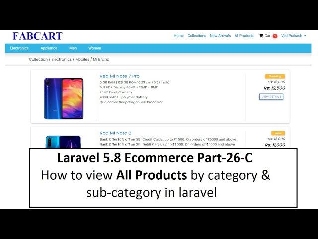 Laravel 5.8 Ecommerce Part-26-C: How to view all products by category & sub-category in laravel