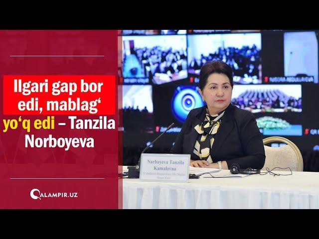 Ilgari gap bor edi, mablag‘ yo‘q edi – Tanzila Norboyeva