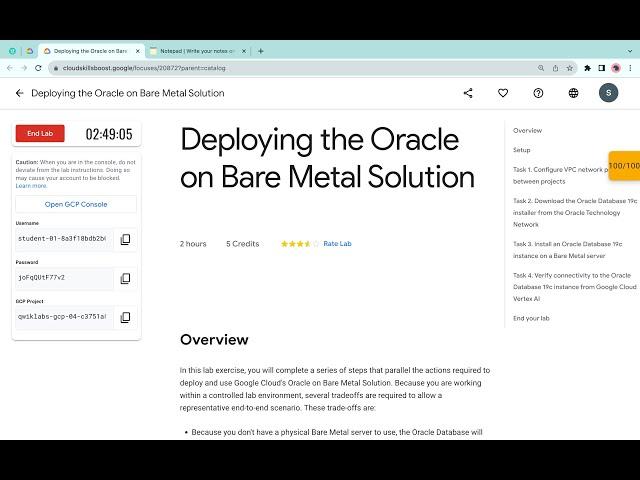 Deploying the Oracle on Bare Metal Solution || #qwiklabs || #coursera  ||  [With Explanation️]