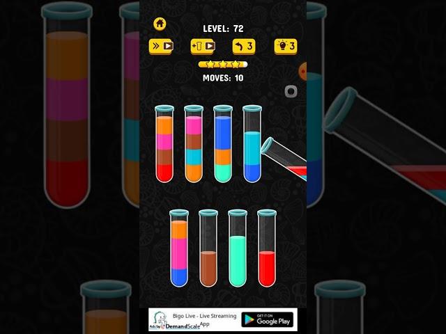 How to complete 72 Level color water sort 3D gama Latest tricks 2023