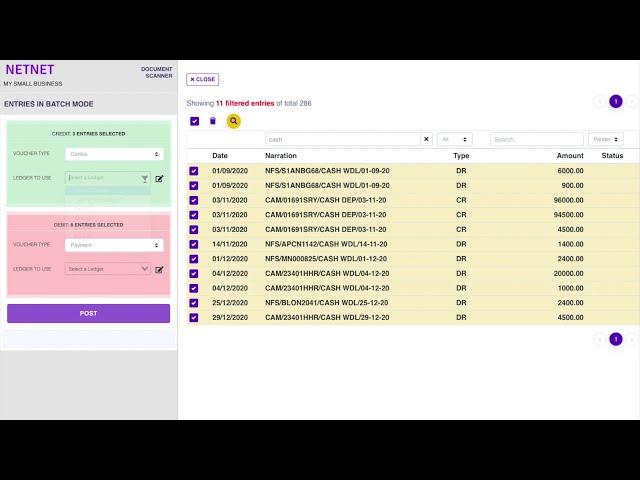 Process multiple bank entries at once using NetNet