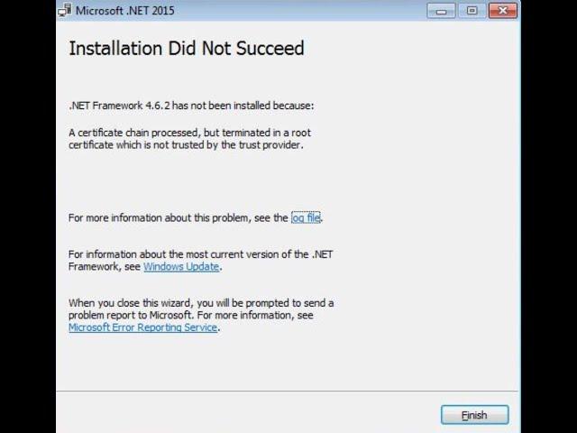 Fix Microsoft .NET 2015 Installation Did Not Succeed .Net Framework 4.6.2 has not been installed