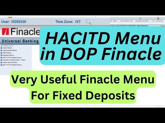 HACITD Menu in DOP Finacle