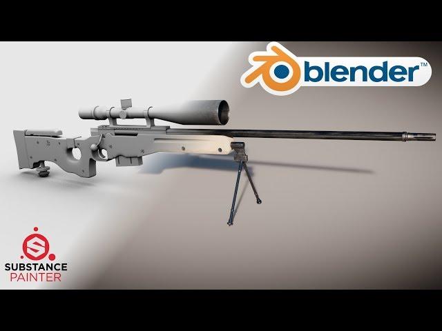 Blender Timelapse 1/2 Modeling: high poly Gun / Sniper (AWP / L96 / G22 ) | detailed 3D Model