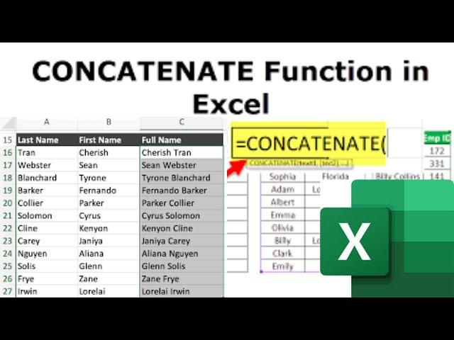 Combine First and Last Names in Excel - Concatenate Excel Tutorial