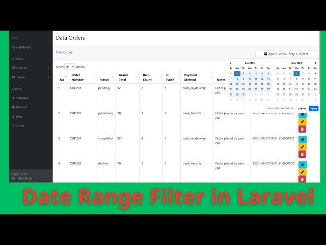 Date Range Filter in Laravel