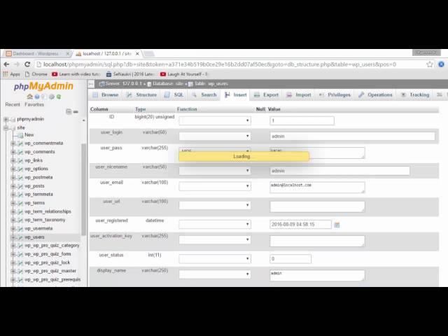 How to Change Wordpress Username and Password from MySql by using phpMyAdmin