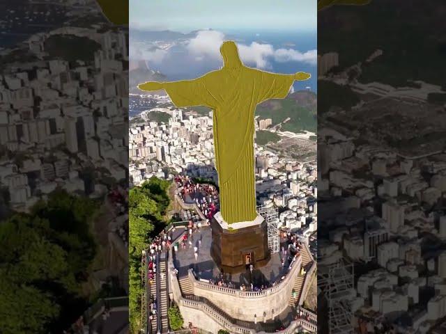 "Christ the Redeemer’s Golden Transformation!  #VFXArt #GoldenIllusion #CGIMagic"