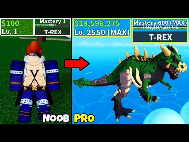 Beating Blox Fruits as X Drake using T-Rex! Lvl 0 to Max Lvl Noob to Pro in Blox Fruits!