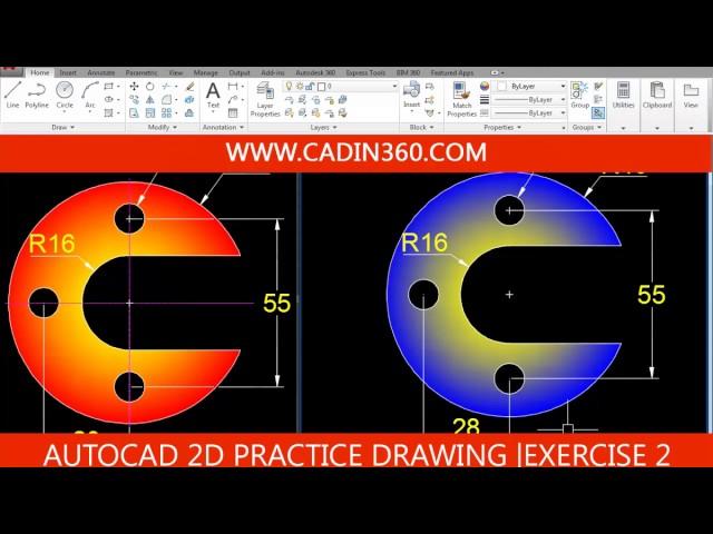AUTOCAD 2D PRACTICE DRAWING | EXERCISE 2 | BASIC TUTORIAL FOR BEGINNERS