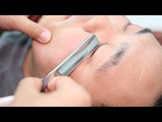 ASMR | Remove dead skin and whiskers from a man's face. 🪒 Wonderful wet shave!