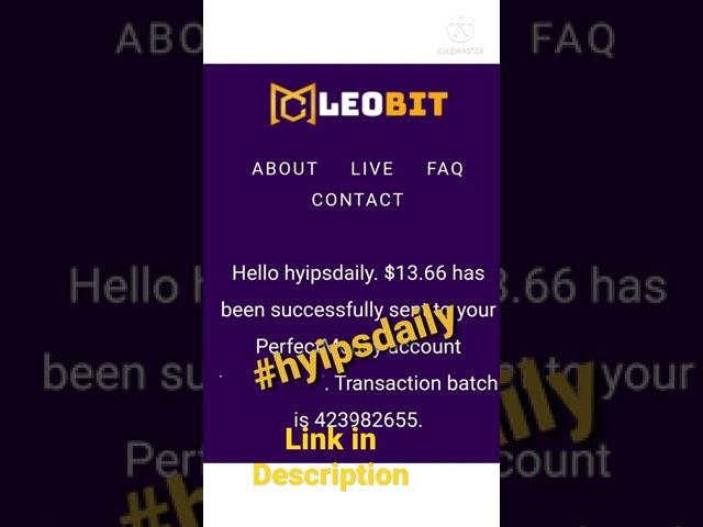 13.66$ live proof of #Leobit.cc | Best 1$ hourly #hyip investment site. 0 day #hyipsdaily