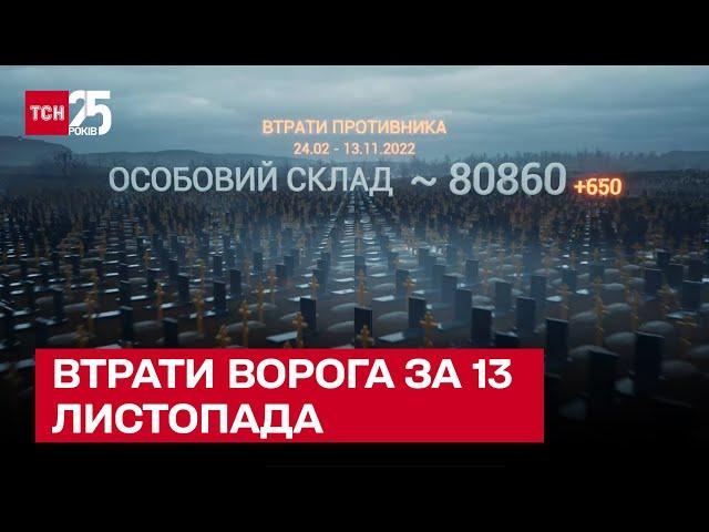 Втрати ворога за 13 листопада: 650 окупантів поповнили ряди "другої армії" того світу