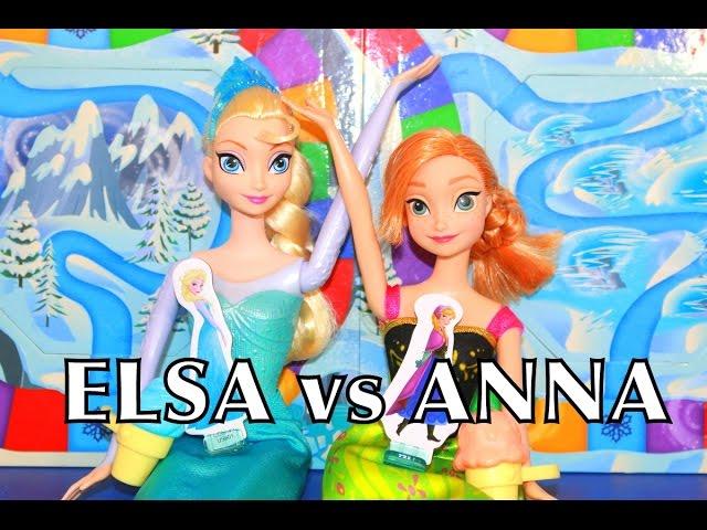 FROZEN GAME Competition Elsa vs Anna Suprise Slides Board