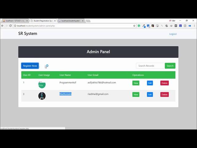 Student Registration System in PHP With Admin Panel