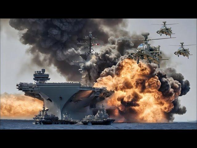 Today, Iranian Ka-52 helicopters destroyed a US aircraft carrier carrying 100 fighter jets in the Re