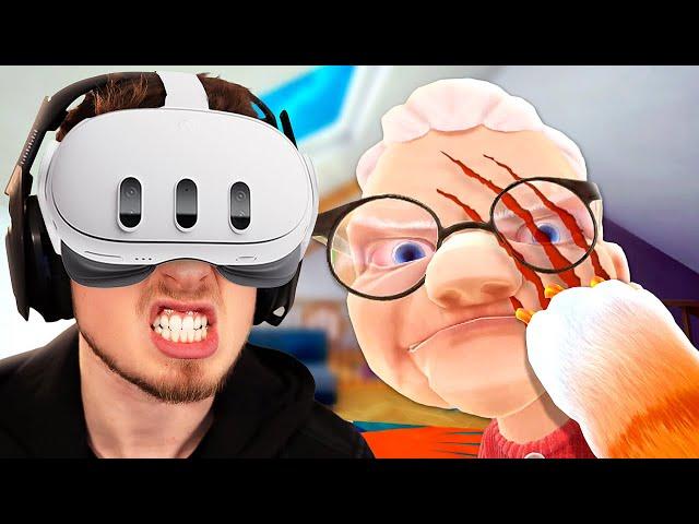 TORMENTING Granny Using Cat Claws - I Am Cat VR