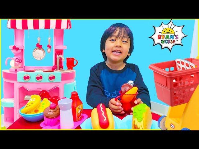 Ryan Cooking and Pretend Play Grocery Store fun!!!