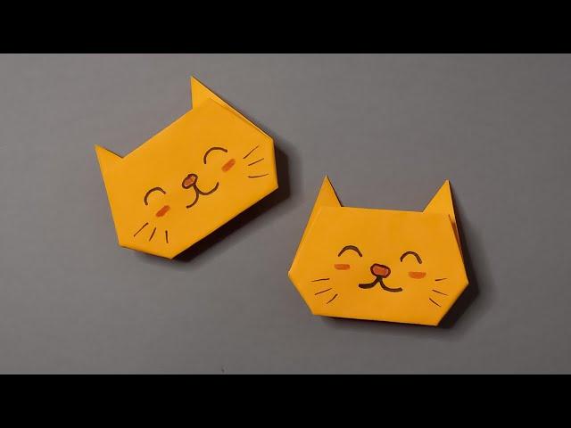 Простой оригами котик за 2 минуты! Легкое оригами из бумаги без клея  Easy Origami Cat