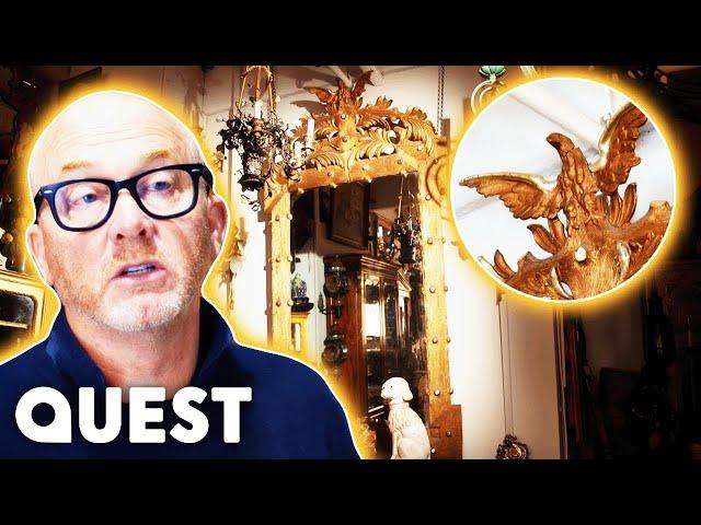 Drew Contemplates Altering Antique Mirror, Removing 19th-Century Decorative Eagle | Salvage Hunters