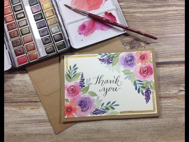 Watercolor Floral Thank You Card