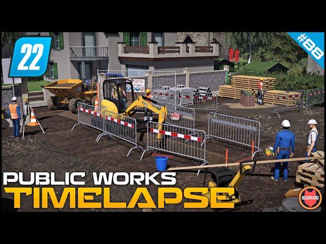  Digging Trenches For Pipeline - Construction Site ⭐ FS22 City Public Works Timelapse