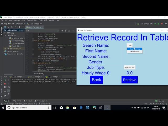 Create, Retrieve , Update and Delete Records using MySQL and Python