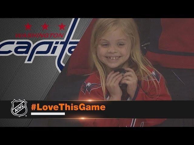 Young girl overjoyed after receiving puck from Brett Connolly