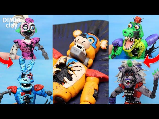 All Shattered ANIMATRONICS Compilation (Glamrock Freddy, Monty, Bonnie, Chica and Roxanne Wolf) clay