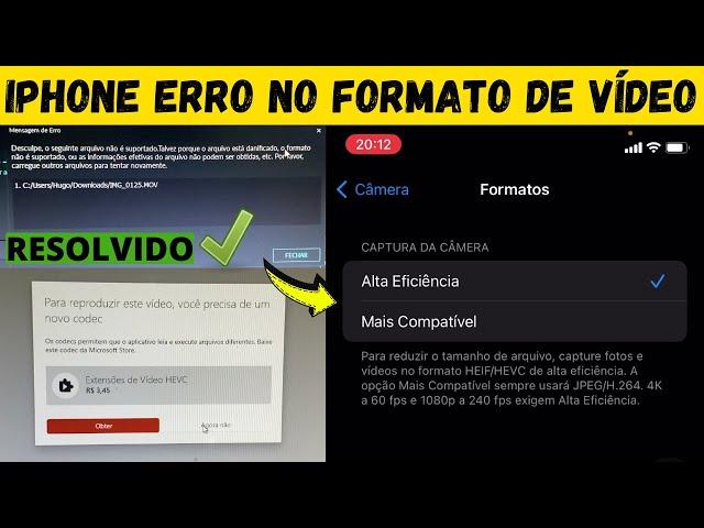 VÍDEOS GRAVADOS POR IPHONE DANDO ERRO "FORMATO:CODEC HEVC" AO REPRODUZIR PELO COMPUTADOR [RESOLVIDO]