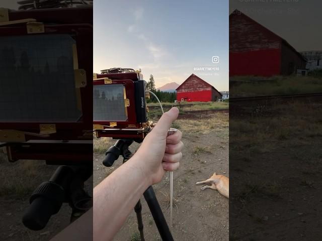 Mt Shasta and the red barn on instant film