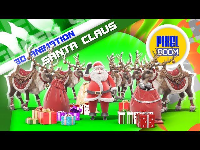 Santa Claus and his Reindeer Christmas 3D Animations PixelBoom