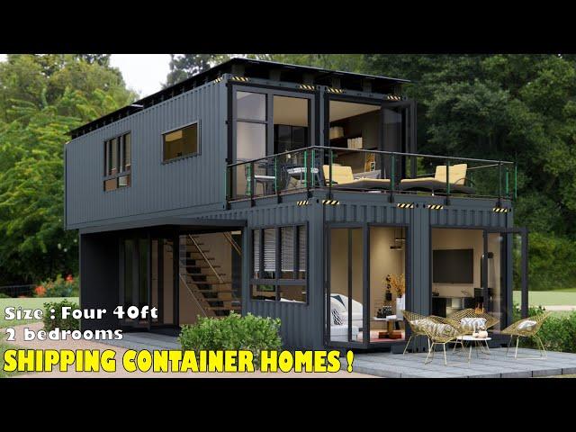 Shipping Container House | Modern 2-Storey Container House With Relaxing Chairs On The Balcony