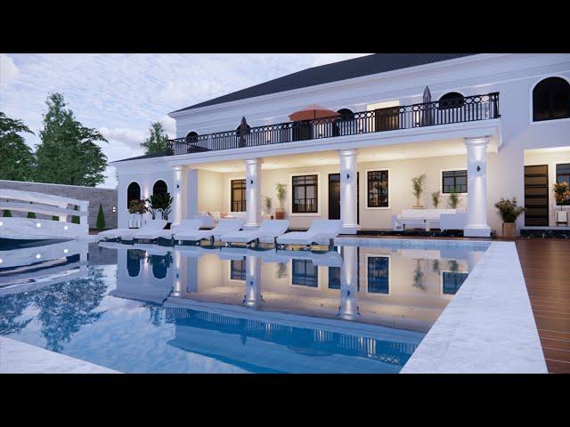 Beautiful 6 bedroom mansion design with swimming pool