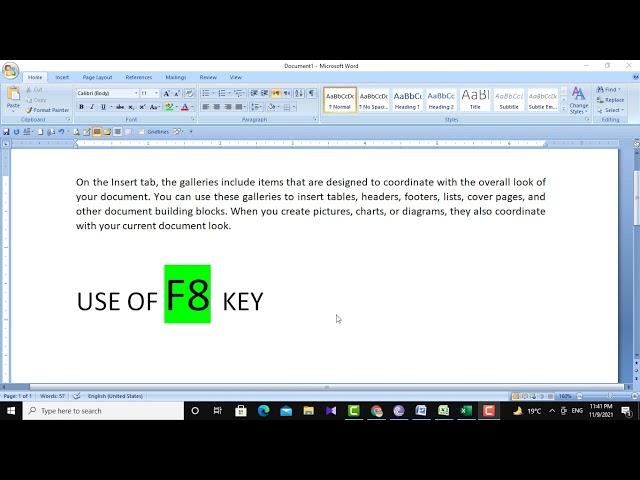 USE OF F8 KEY IN MS WORD STEP BY STEP.