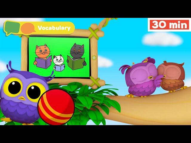 Hoot, Scoot & What | Learn Vocabulary for Kids | First Words | Ball | Book & More | First University