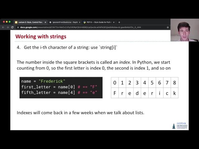 CSCI100: Lecture 5.5 - String Functions, Indexing