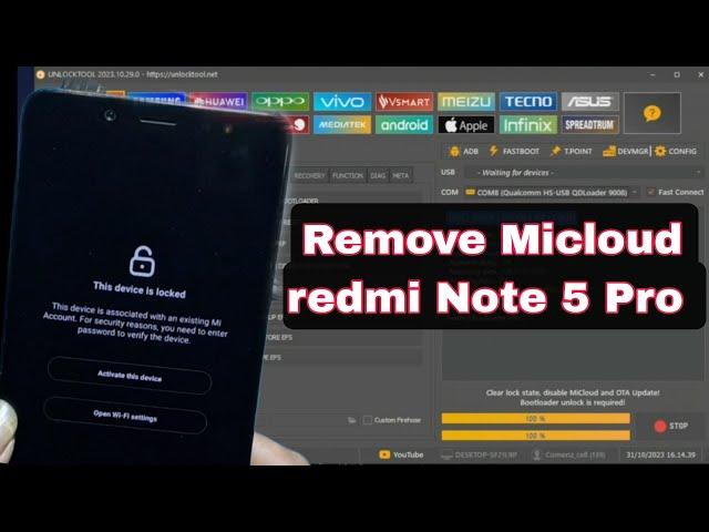 One Click Cara Bypass Micloud Xiaomi Redmi Note 5 Pro | Terkunci Akun Mi Via #Unlocktools