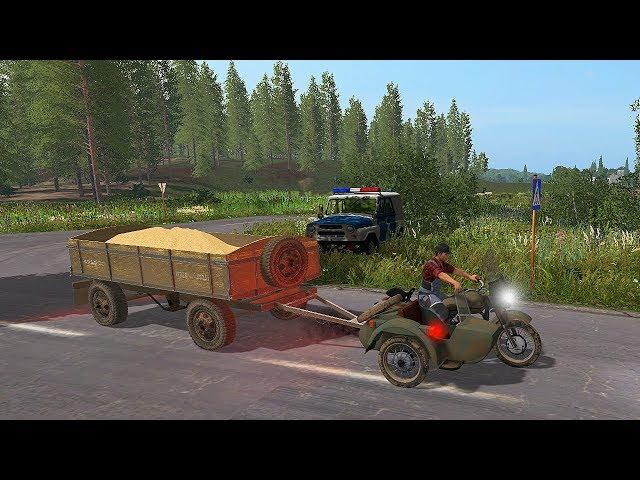 МОТОЦИКЛ УРАЛ МЕСТО ТРАКТОРА! ПОТЯНУЛ 3 ТОННЫ! - FARMING SIMULATOR 2017