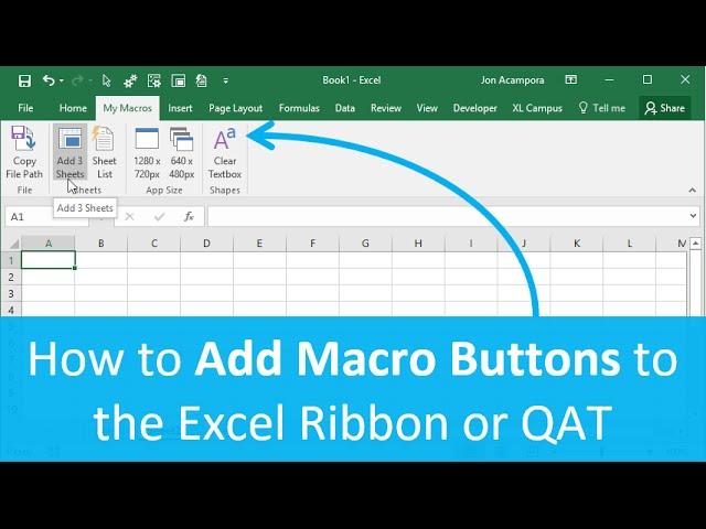 How to Add Macro Buttons to the Excel Ribbon or Quick Access Toolbar (Part 3 of 4)