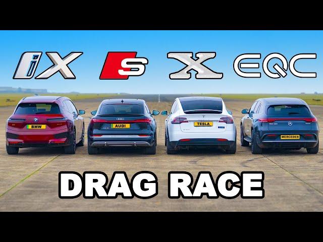 BMW iX v Tesla Model X v Audi e-tron S v Mercedes EQC: DRAG RACE