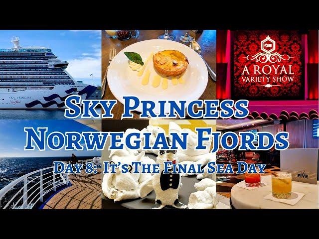 Sky Princess 2024 Norwegian Fjords Cruise. Final Sea Day. Alfredo's Pizza, Towel Animals, Bellini's.