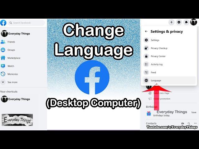 How to change language on Facebook (Desktop Computer)