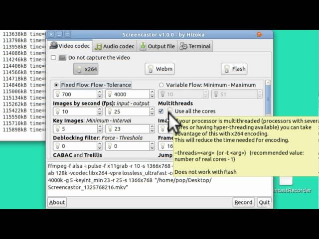Ubuntu Basics "Screencastor" French FFMPEG GUI